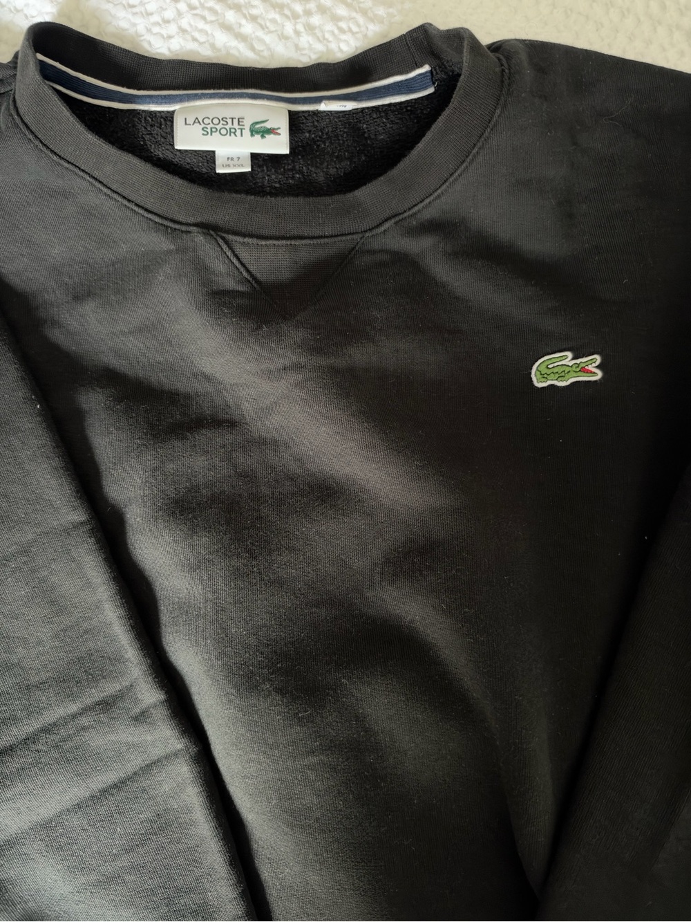Lacoste Black Crewneck Sweatshirt with Green Crocodile Logo